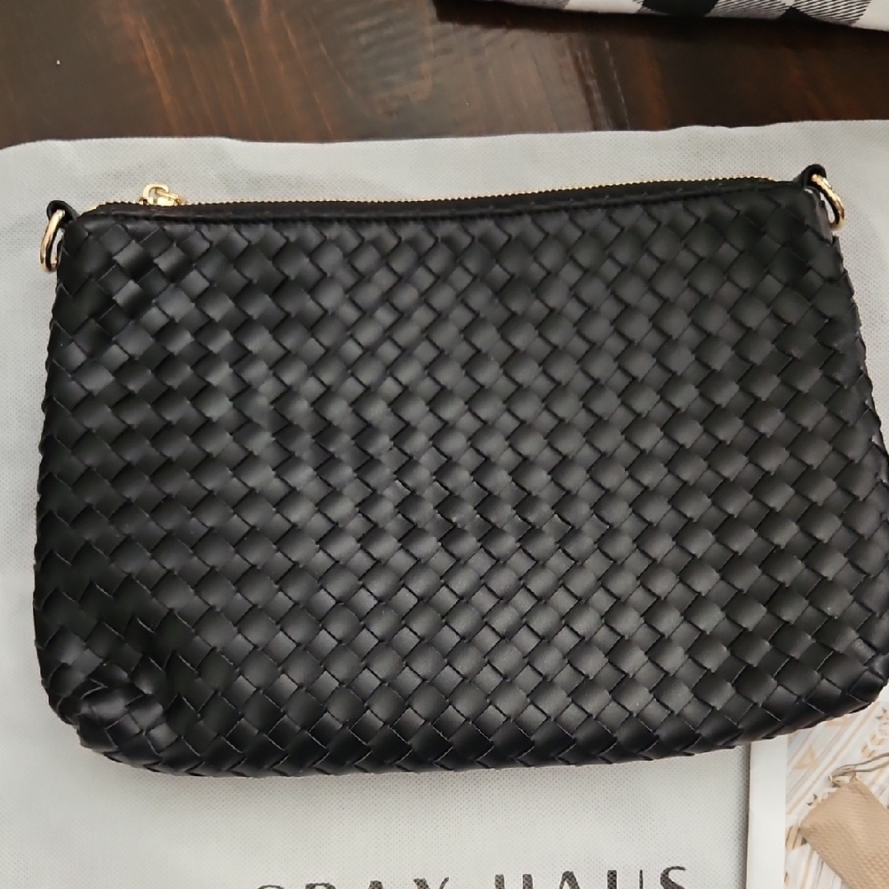 Gray HausSophisticated Black Soho Woven Leather Clutch From Summer Jilly Box